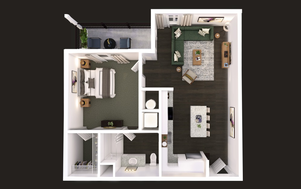 A1 - 1 Bed 1 Bath - 727 sq ft