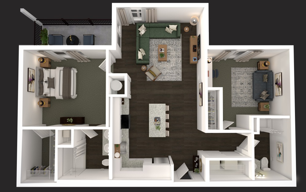 B1 - 2 bedroom 2 bath - 1019 sq ft