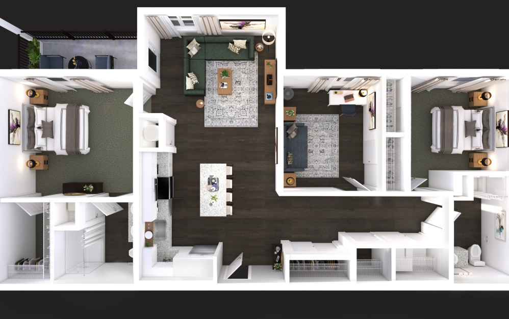 Windswell - 3 bedroom floorplan layout with 2 bathrooms and 1242 square feet