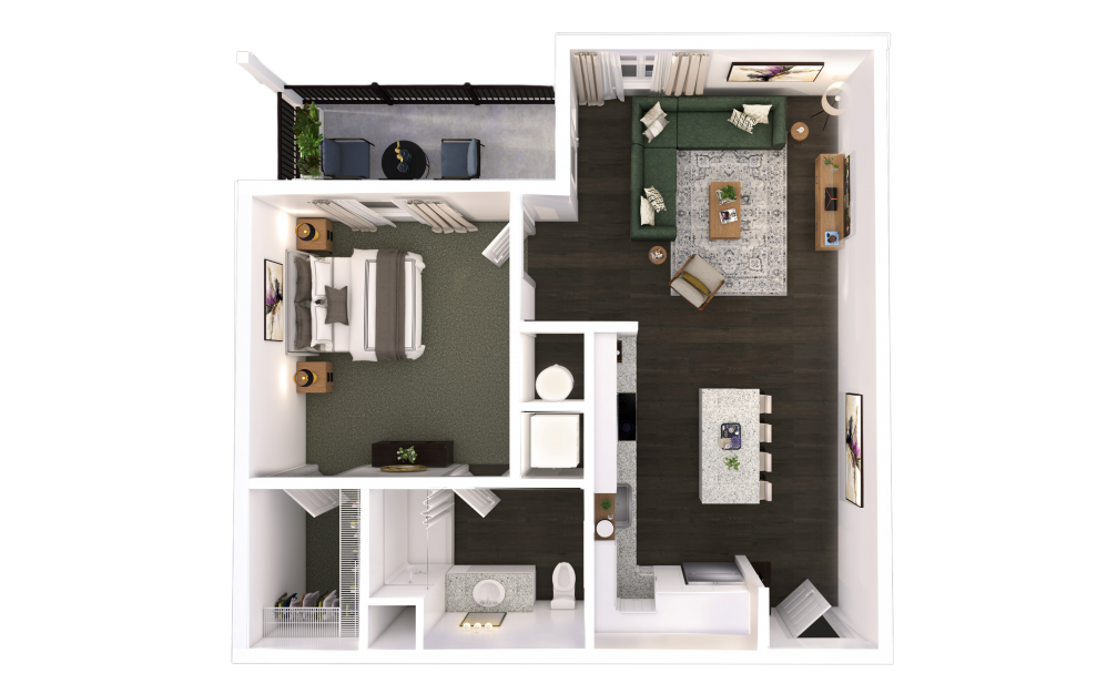 one bedroom 3d floor plan image