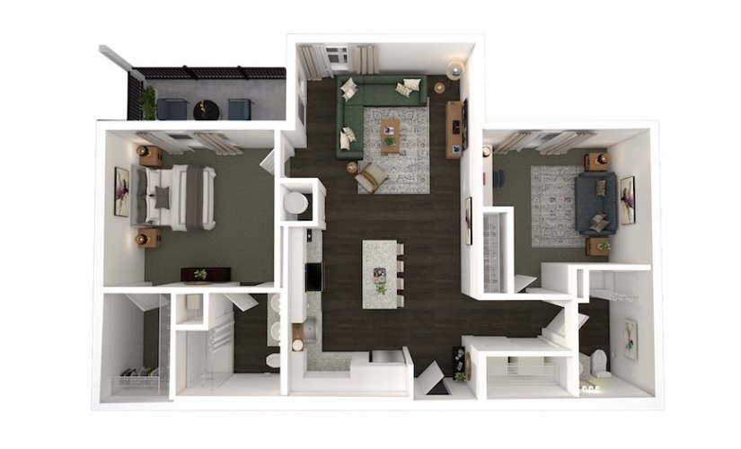 B1.1 - 2 bedroom 2 bath - 995 sq ft