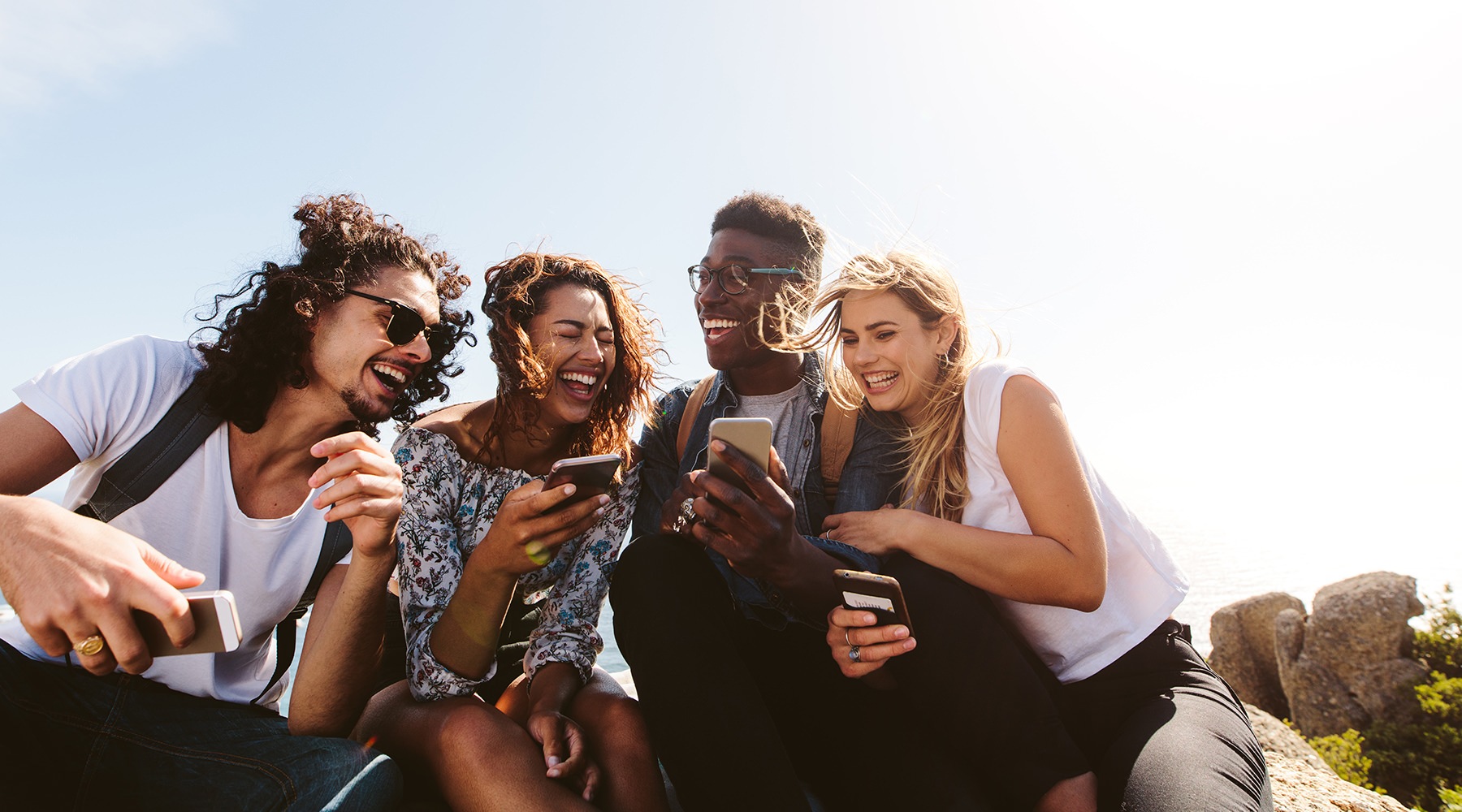 Group of friends at the beach 